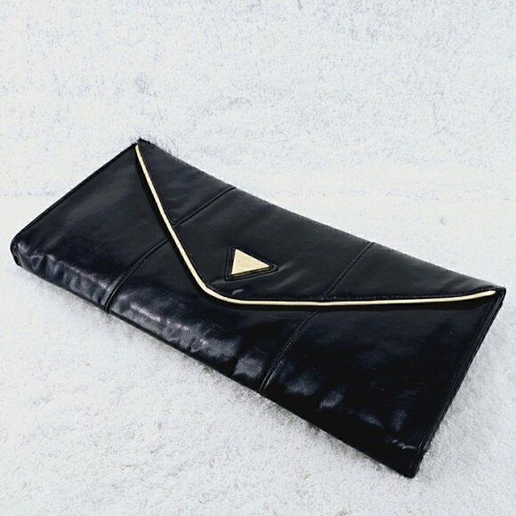 Guess Black Faux Leather Large Envelope Clutch - Picture 6 of 10